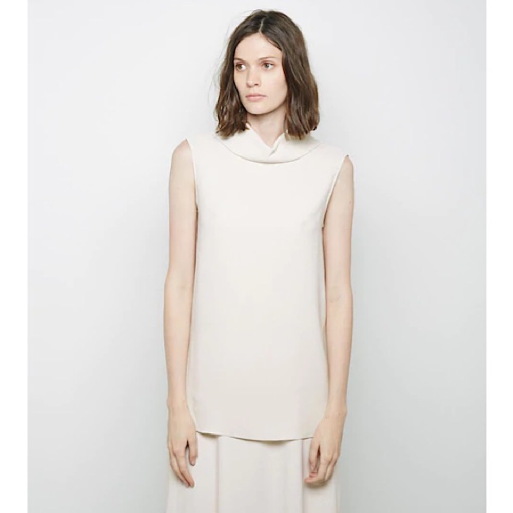 The Row ‘Sesil Sleeveless Cady’ Draped Funnel Neck Top - Picture 2 of 12
